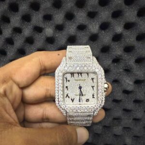 Colored diamond Customized Blue moissanite iced out watch trending hip hop watch (Copy)