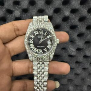 Round Dial white gold moissanite iced out watch trending hip hop watch