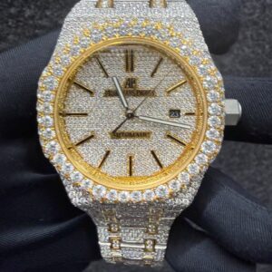 Dashed dial premium White & Yellow Gold two tone Moissanite Diamond Luxury Watch